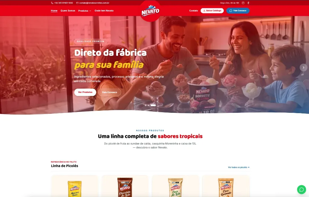Prévia do site Nevato Sorvetes